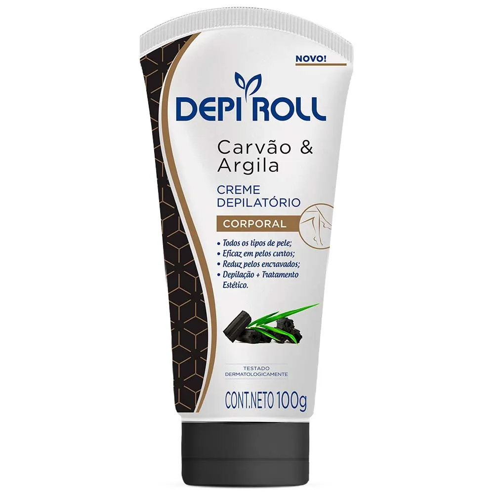 CREME DEPILATORIO DEPI ROLL CARVAO E ARGILA 100G