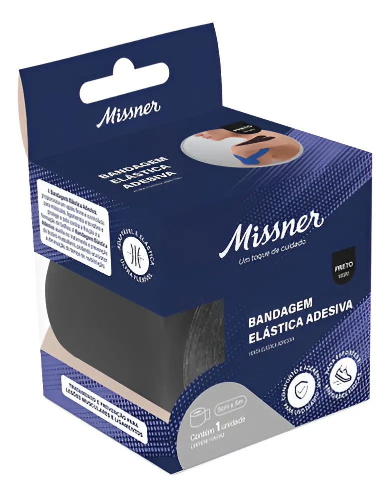 BANDAGEM ELASTICA ADESIVA 5CMX5M PRETO