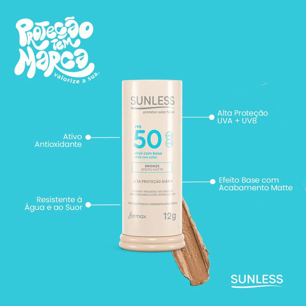 PROT SOLAR SUNLESS FPS50 STICK BASE BRONZE 12G - foto 2