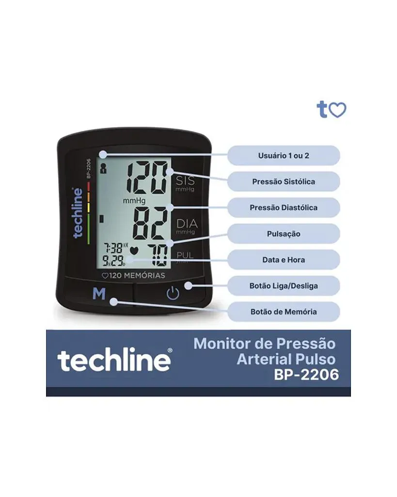 APARELHO DE PRESSAO PULSO TECHLINE BP 2206 - foto 2