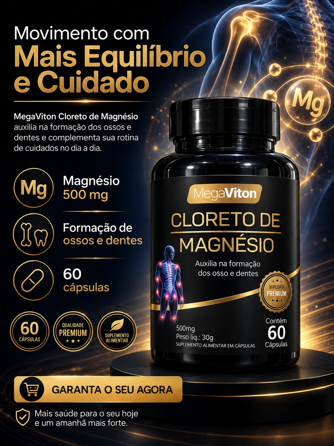 MEGAVITON CLORETO DE MAGNESIO 500MG 60CPS