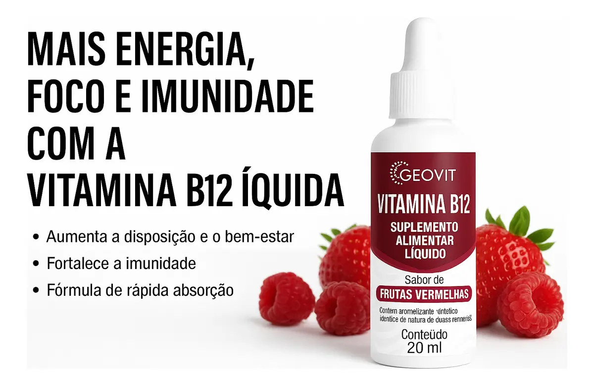 VITAMINA B12 GEOVIT 20ML FRUTAS VERMELHAS - foto 2