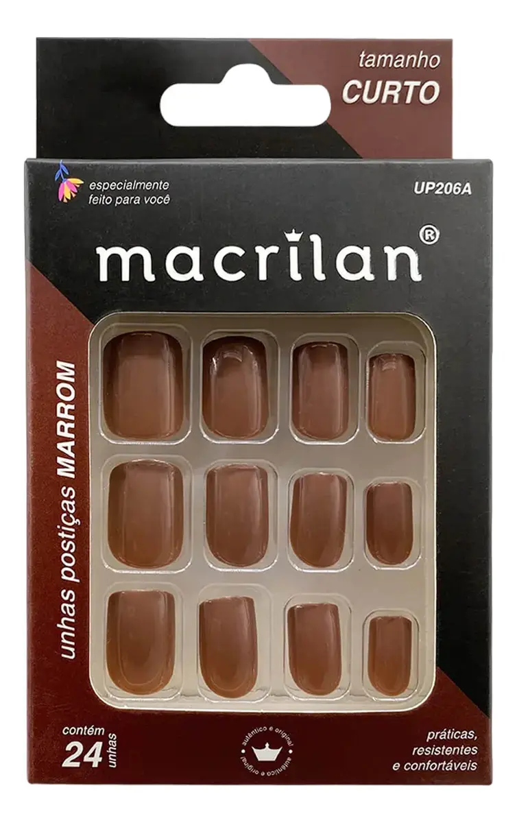 UNHAS POSTICAS MACRILAN MARROM C/24