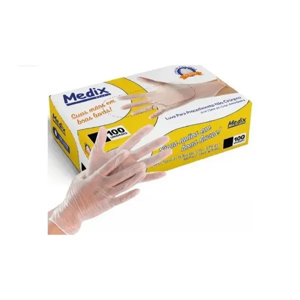 LUVAS DE VINIL S/ PO M 100UN
