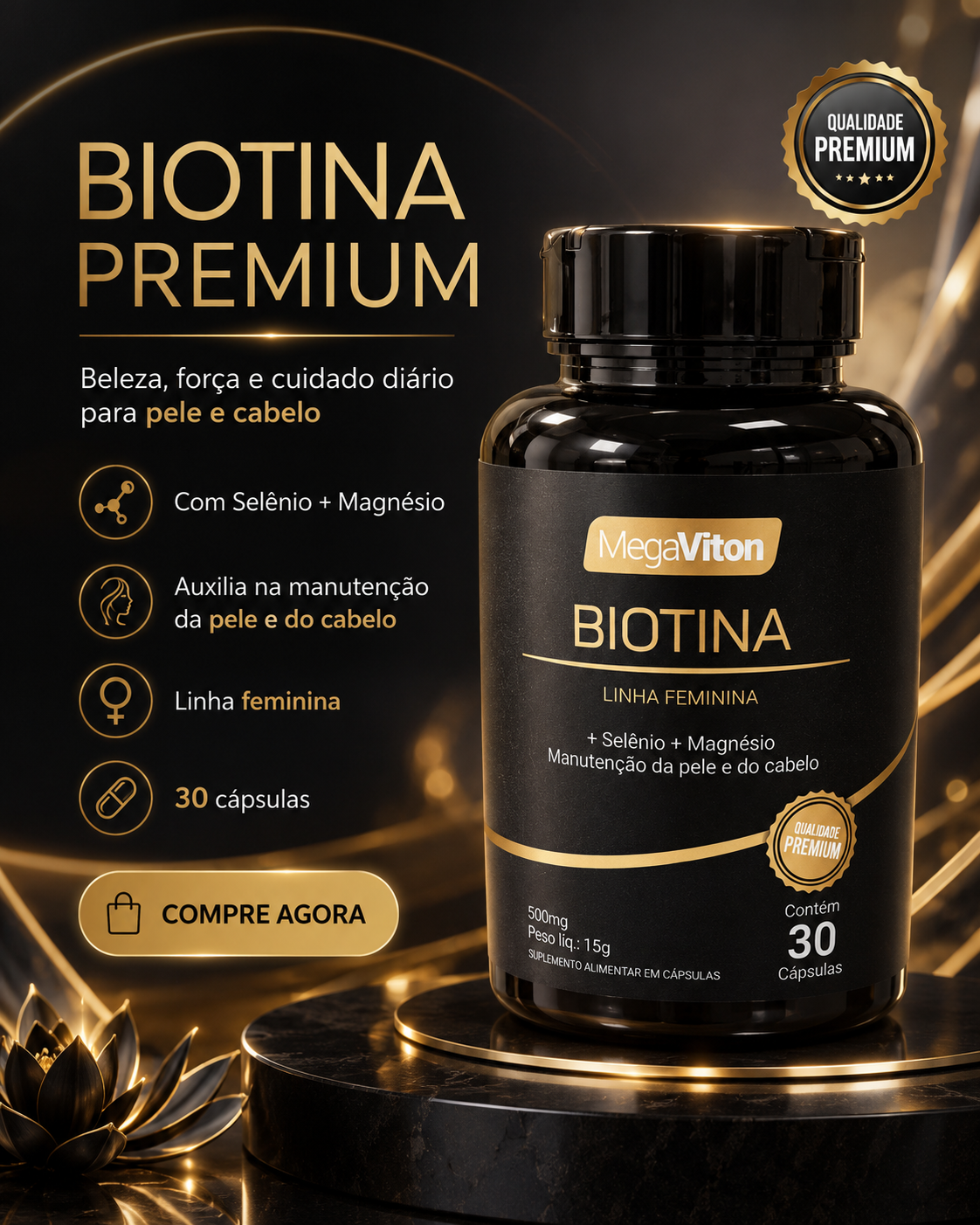 MEGAVITON BIOTINA 500MG 30CAPS