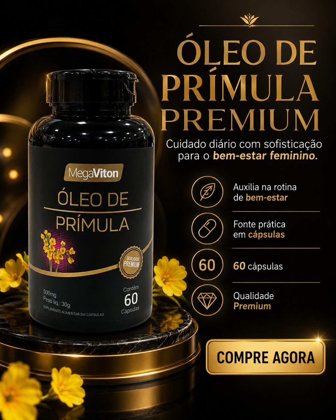 MEGAVITON OLEO DE PRIMULA 500MG 60CAPS