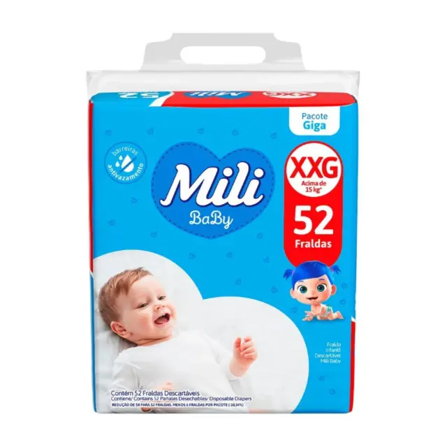 FRALDA MILI BABY XXG 52UN